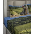 thumbnail image 6 of Ambesonne Italian Fitted & Top Sheet Set with Shams, Vineyard Tuscany Grape, Green Blue Brown, 6 of 8