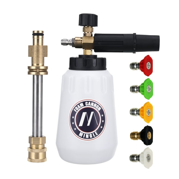 M MINGLE Foam Cannon, with 5 Nozzle Tips, 1/4 inch Quick Connector