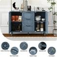 thumbnail image 6 of LFGUIZO 47″Blue Sideboard with 3 Drawers, 2 Doors and 2 Shelves,Bohemia Accent Storage Cabinet with Heart-Shaped Carved Doors,Living room, TV cabinet, 6 of 8