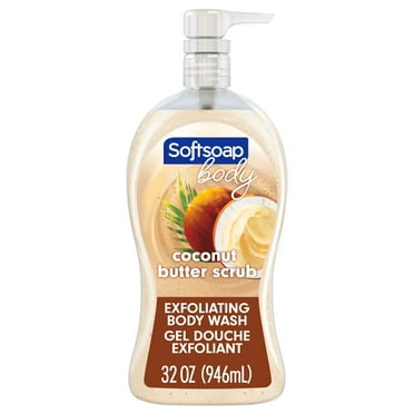 Softsoap Exfoliating Body Wash, All Skin Types, Coconut Butter, 32 fl oz Bottle