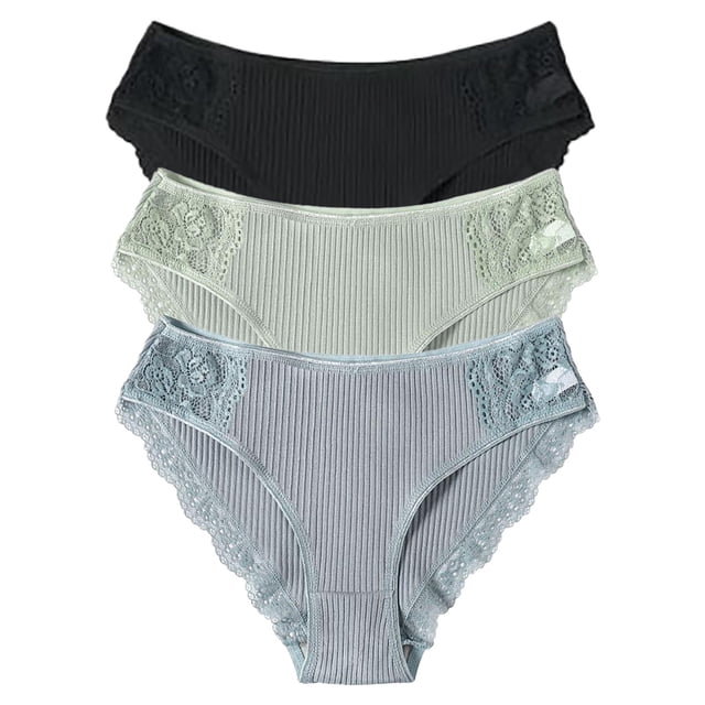Gibobby Pantaletas de encaje cintura alta Calzoncillos transpirables de cintura sin de algodón sin a de 3 colores mixtos para mujer(Rosa,M)