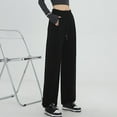 thumbnail image 4 of ZZwxWA Womens Straight Leg Sweatpants Casual Solid Baggy Joggers Pants Drawstring Elastic High Waist Long Pants Streetwear, 4 of 7