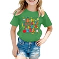 thumbnail image 1 of PMVFHDE T-Shirt Fille Maillots de Bain Hauts Mode Filles Hauts Été Tendance Mignon Hauts Enfants Mode Décontracté Imprimé Col Rond Manches Courtes T-Shirt Vert, 4-5 Ans, 1 of 4