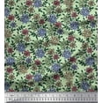 thumbnail image 1 of Soimoi Moss Georgette Fabric Leaves & Floral Block Print Fabric by Yard 42 Inch Wide, 1 of 3