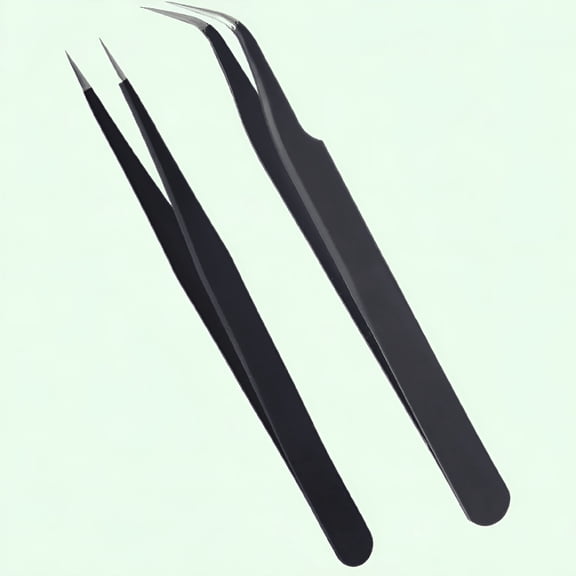 EXLEAF Straight and Curved Point Tweezers for Eyelash Extension