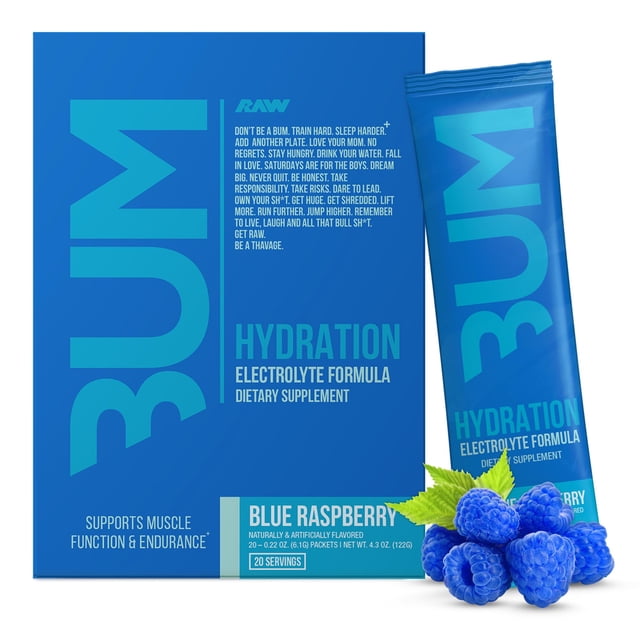 Mezcla de bebidas hidratantes en polvo con electrolitos RAW BUM Hydrate