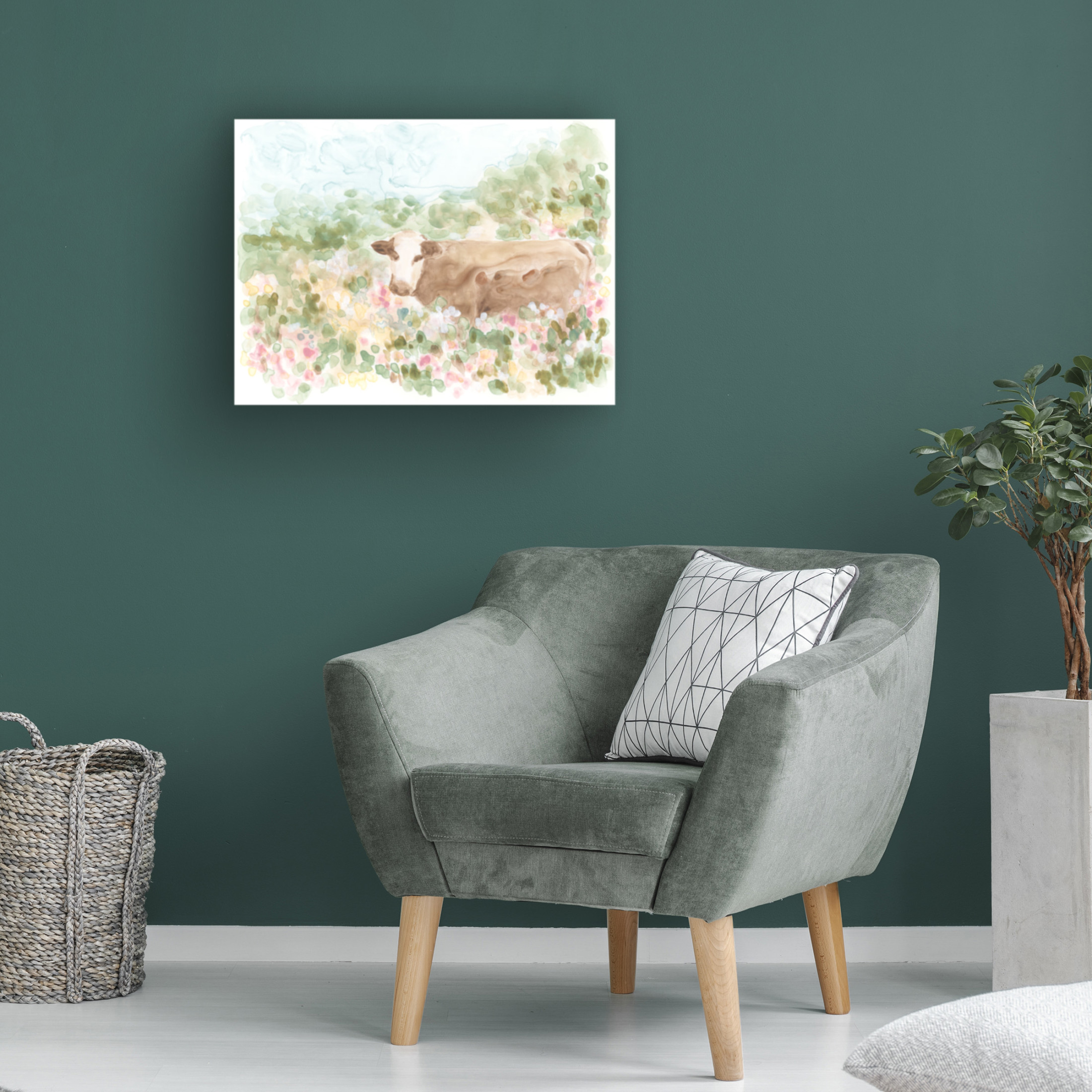 Trademark Fine Art June Erica Vess  Cow Meadow VI Canvas Wall Art