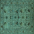 thumbnail image 1 of Ahgly Company Machine Washable Indoor Square Oriental Turquoise Blue Industrial Area Rugs, 8' Square, 1 of 4