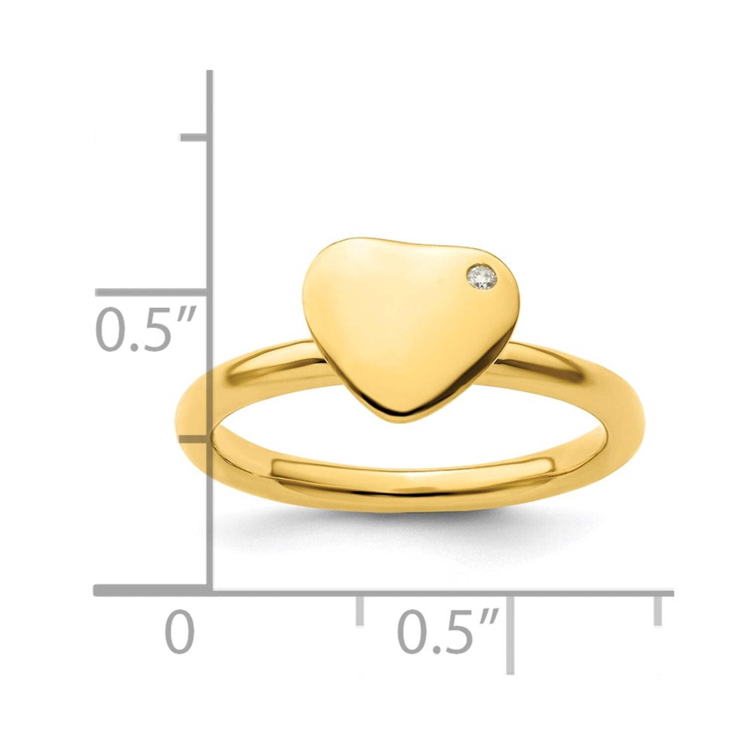 Sterling Silver Gold-plated Heart Diamond Ring