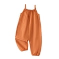 thumbnail image 2 of ITSAME Toddler Baby Girls Jumpsuit, Sleeveless Spaghetti Strap Loose Fit Summer Casual Fashion Romper Orange 18M, 2 of 6