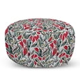 thumbnail image 1 of Retro Pouf Cover with Zipper, Colorful Boho Flowers Pattern Swirl Leaves Modern Floral Composition, Soft Decorative Fabric Unstuffed Case, 30" W X 17.3" L, Grey and Hot Pink, by Ambesonne, 1 of 5
