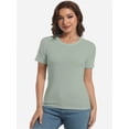 thumbnail image 6 of Womens Scoop Neck T Shirts Basic Ribbed Tees Fitted Tshirt Plain Short Sleeve Tops Casual, 6 of 6