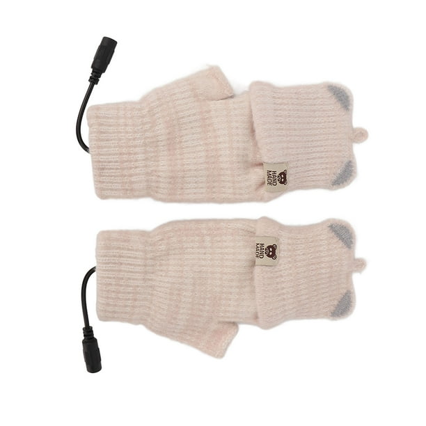Guantes Térmicos USB Manoplas Hombres Mujeres Invierno Tejidos Sin Dedos Calentadores De Manos Guantes Térmicos Para Trabajo De Oficina