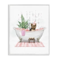 Stupell Industries Glam Pup in Tub Bath & Laundry Painting White Framed Art Print Wall Art, 11 x 14