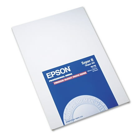 Epson Premium Photo Paper, 68 lbs., High-Gloss, 13 x 19, 20 Sheets/Pack -EPSS041289