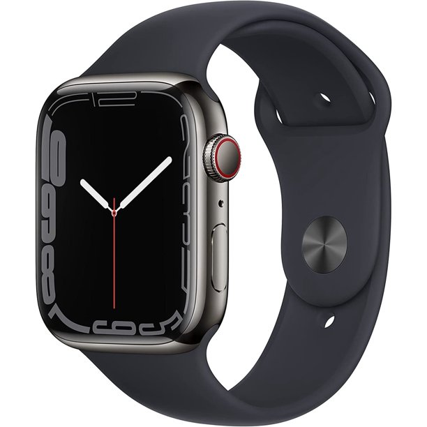 Apple Watch Series 7 (GPS + Celular, 45 Mm) - Caja de Acero Inoxidable Grafito - Correa Deportiva Azul Medianoche (Reacondicionado)
