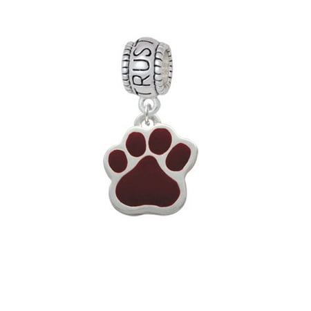 Large Maroon Paw - Trust In God Charm Bead