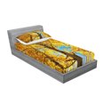 thumbnail image 2 of Ambesonne Nature Fitted Sheet & Pillow Sham Set, Autumn Trees Leaf Forest, Twinxl, Earth Yellow Sand Brown, 2 of 2