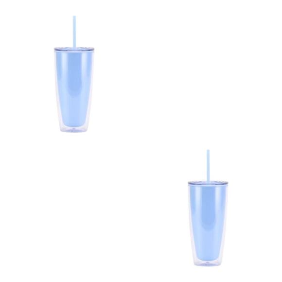 Bearachild Taza de café de doble pared con tapas, vaso de paja para beber, vaso aislado de plástico al vacío, regalo nupcial para el hogar de Type1 NO1