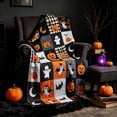 thumbnail image 4 of QISIWOLE Halloween Grid Pumpkin Cat Bat Ghost Crescent Moon Blanket, 51x40in Blanket for Couch Sofa Bed Camping, Ideal Gift for Kids Adults, 4 of 6