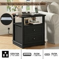 thumbnail image 6 of FAGAGA Set of 2 End Table with Charging Station for Living Room,Wooden Nightstand for Bedroom, Black, 6 of 9