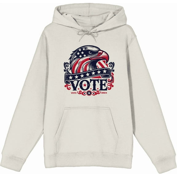 American Eagle Vote Adult Sand Long Sleeve Hoodie-Medium