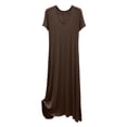 thumbnail image 3 of Endives Nightgown for Women Full Length Soft Breathable Crew Neck Sleepshirt for Women Sleep Dress Nightshirt Ladies Summer Pajama Dress Long Dress Causal Nightwear Coffee L, 3 of 3