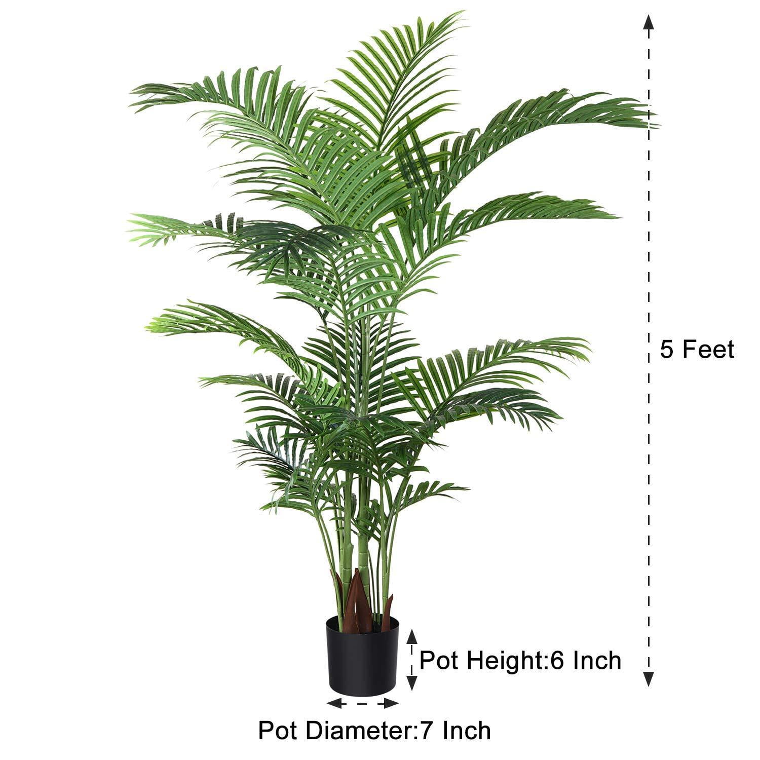 Artiflr 2 Pack Artificial Areca Palm Plant 5.2 Feet Fake Palm Tree with 17 Trunks Faux Tree for Indoor Outdoor Modern Decoration Feaux Dypsis Lutescens Plants in Pot for Home Office 