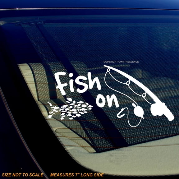 Fish On Fishing Car Truck Window Bumper Laptop Sticker Decal 7" V-WHT01