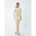 thumbnail image 2 of Vestido de punto con cordones para mujer, ropa de calle elegante, manga larga, cuello redondo, acanalado, Color sólido, primavera y otoño, 2 of 5
