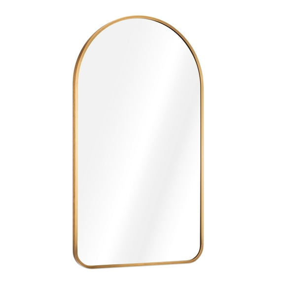 Navaris Arched Wall Mirror - Golden Arch Framed Mirror - 17.7"x31.5" Wall-Mounted Mirror with Gold Aluminum Alloy Frame for Living Room Bathroom Hall