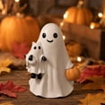thumbnail image 4 of PoyoKee Halloween Patchwork Ghost, Vintage Ghost with Pumpkin Basket Halloween Decorations, Cute Stuff Figurines Fall Decor for Mantel Shelf Entryway, 4 of 7