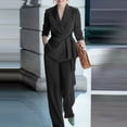 thumbnail image 2 of ZANZEA Womens Lapel Collared Tie Waist Formal Blazer Coat Jacket Wide Leg Pants Trousers 2Pcs Sets Suits, 2 of 6