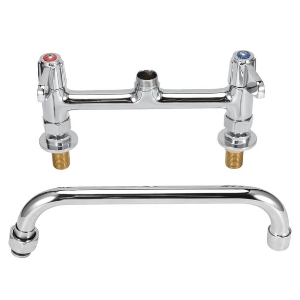 Grifo mezclador para fregadero de cocina, con rosca G1/2", para montaje en pared, con agua caliente y fría, y orificio de doble manija.