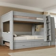 thumbnail image 3 of Harper & Bright Designs Full Size Bunk Bed with Desk and Storage, Space-Saving Wooden Bunk Bed with Bookshelves & Trundle, Gray, 3 of 10