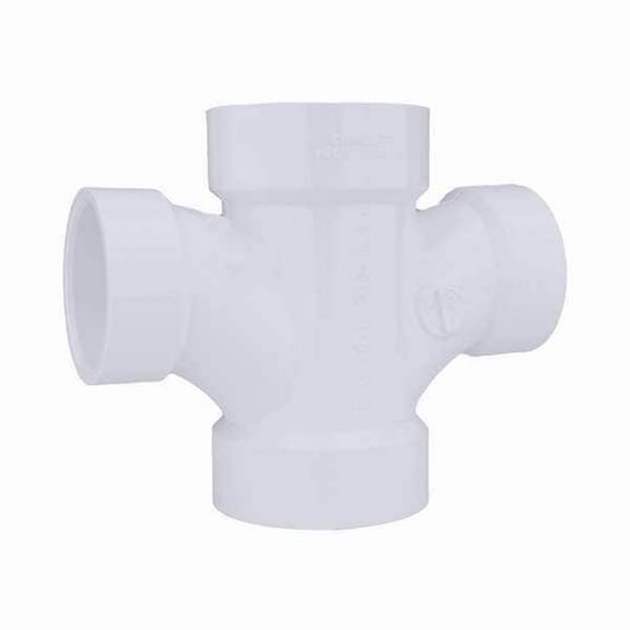 PVC Double Reducing Sanitary Tee, Hub, 2 in x 2 in x 1 1/2 in x 1 1/2 in Pipe Size(1CNX1)