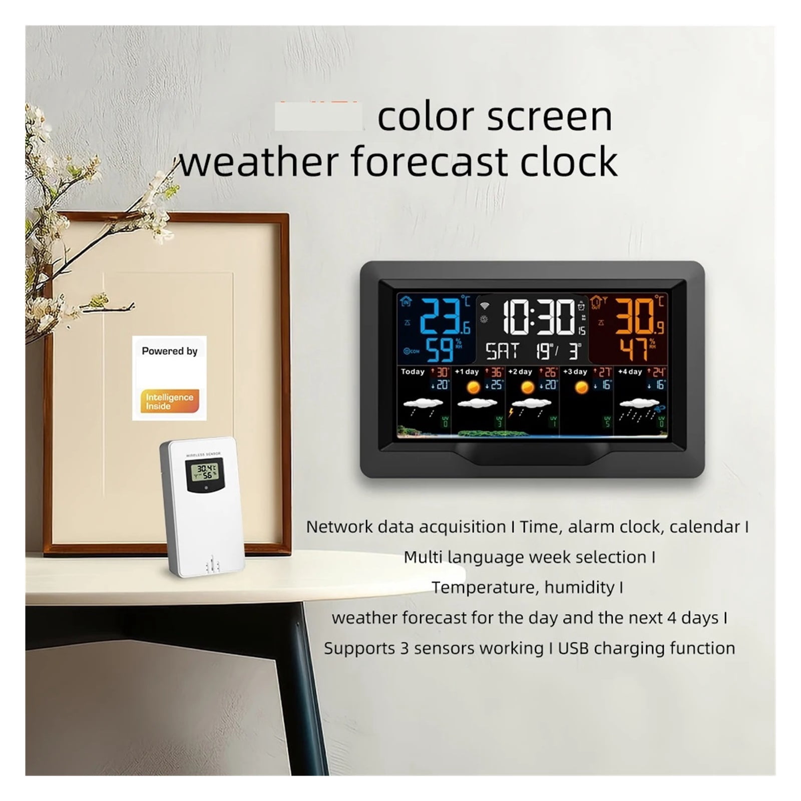 Smart Wireless Weather Station with Color Screen, App Control Temperature Meter