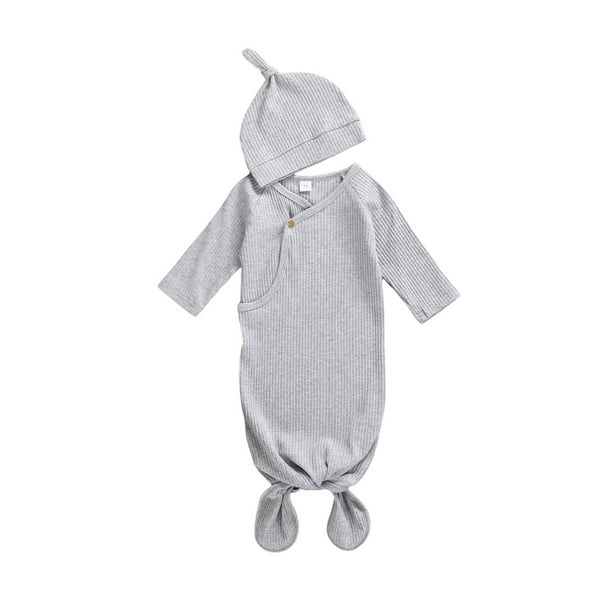 WIFORNT Newborn Solid Color Gown Cap Wrap Sleeping Bag Hat Set