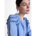 thumbnail image 5 of Scenario Women's and Women's Plus Ruffle Shoulder Top with Long Sleeves, Size XS-4X, 5 of 8