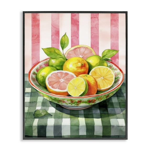 Stupell Industries Mixed Citrus Bowl Food & Beverage Painting Black Framed Art Print Wall Art, 11 x 14