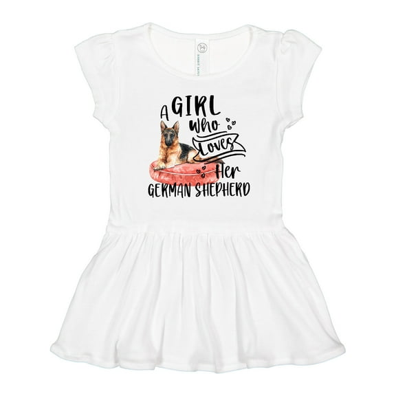 Inktastic A Girl Who Loves Her German Shepherd Girls Toddler Dress