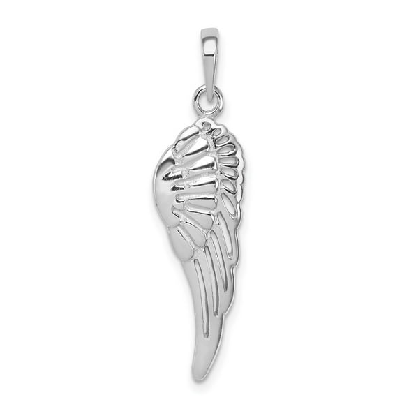 925 Sterling Silver Polished and Textured Religious Guardian Angel Wing Pendant Necklace 33.65x8.54mm Wide Pendant for W