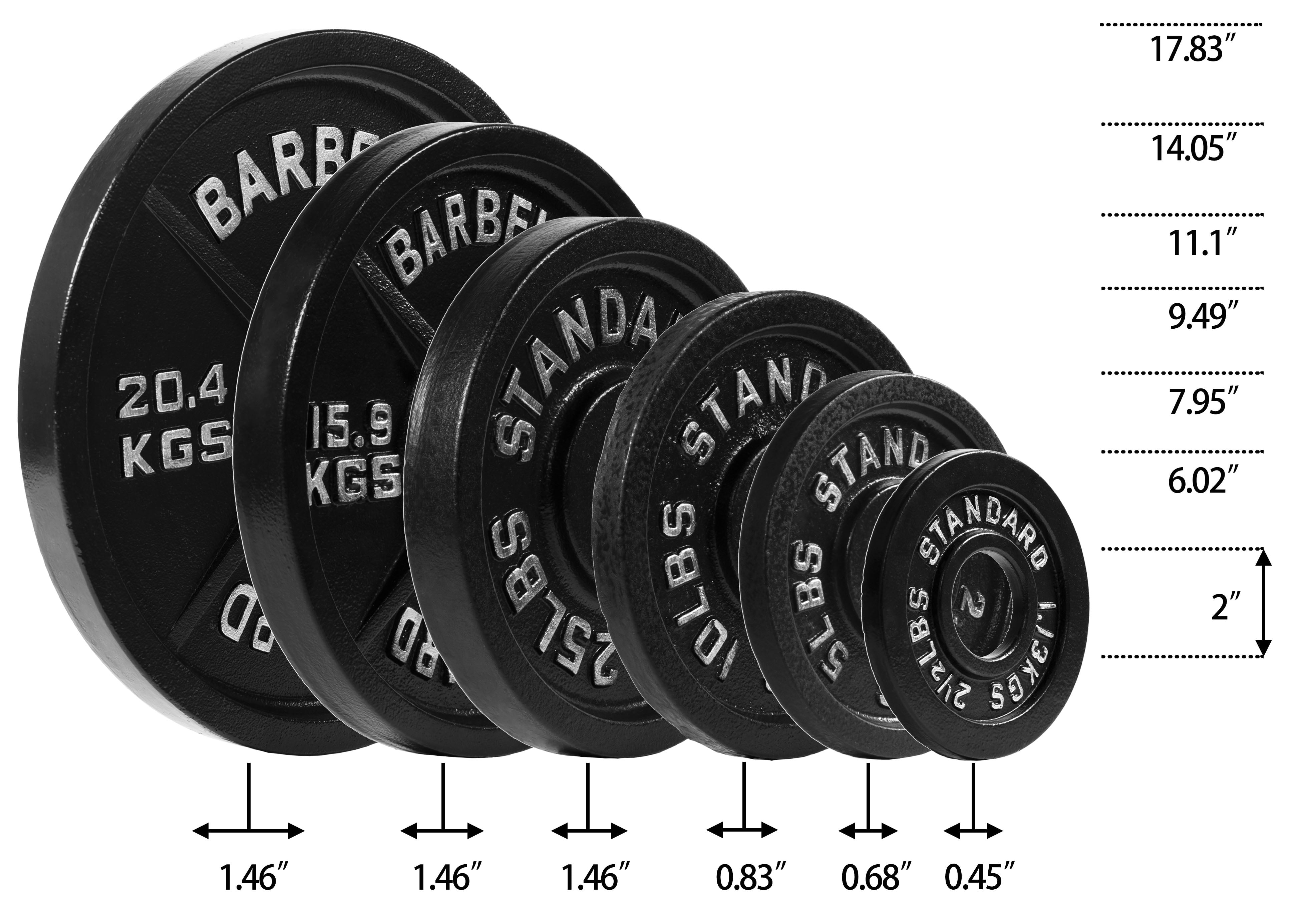 Gianna 2-Inch Olympic Cast Iron Weight Plate for Strength Training & Powerlifting, Durable Gym Weights, 25LBS, 2-Pack