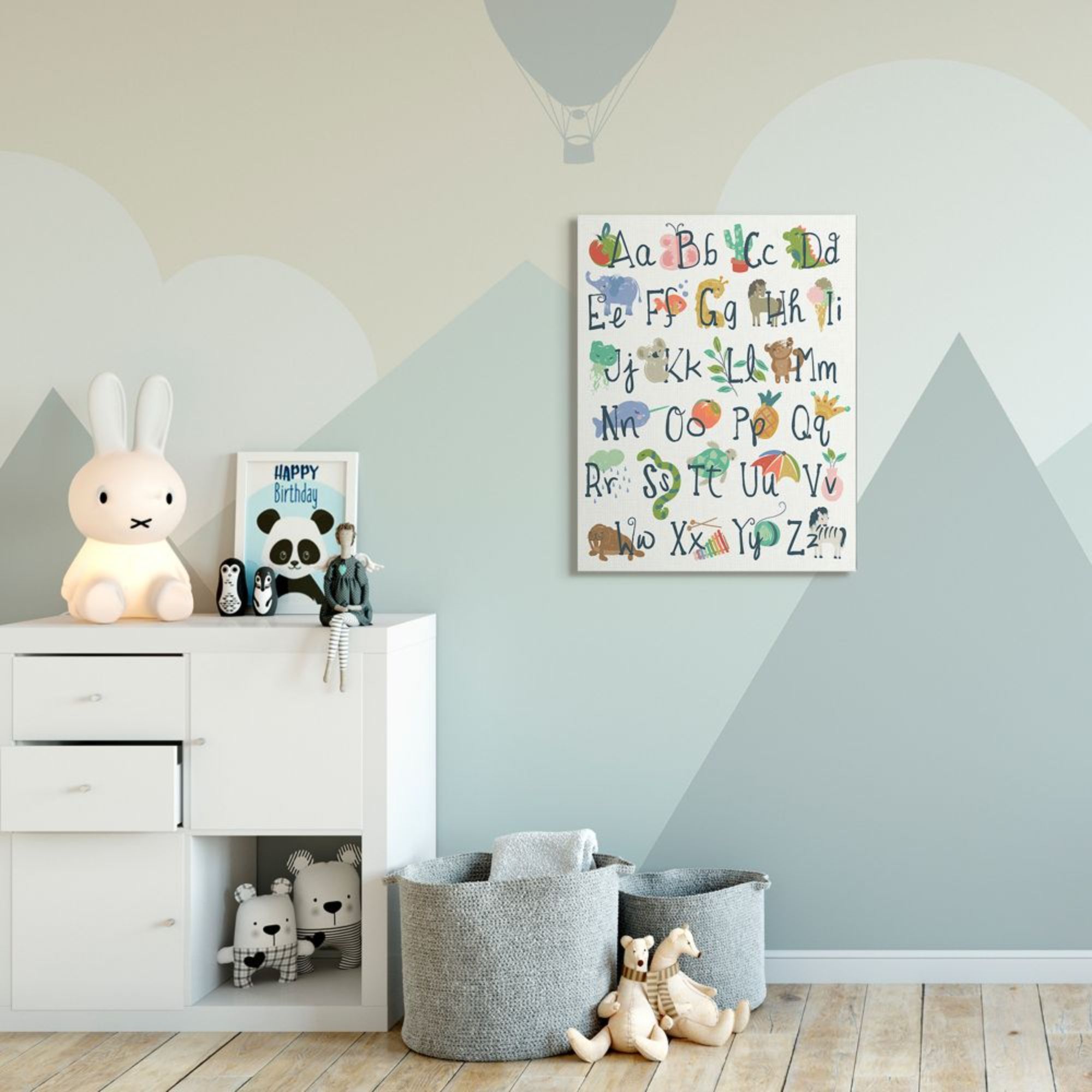 Stupell Industries Kids' Safari Animal Alphabet Colorful Illustrations Design by Jennifer Ellory, 30" x 40"
