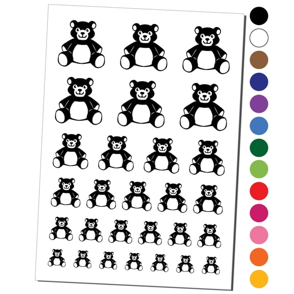 Teddy Bear Stuffed Animal Toy Water Resistant Temporary Tattoo Set Fake Body Art Collection - Light Green