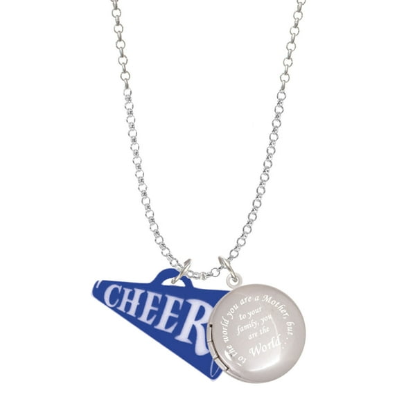 Delight Jewelry Acrylic 1.25" Royal Blue Cheer Megaphone To the World You are a Mother Locket Necklace