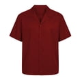 thumbnail image 5 of TAGOLD Mens Summer Short Sleeve Turndown collar Blouse & Shirt Solid Color Full Placket Button Casual Top, 5 of 5