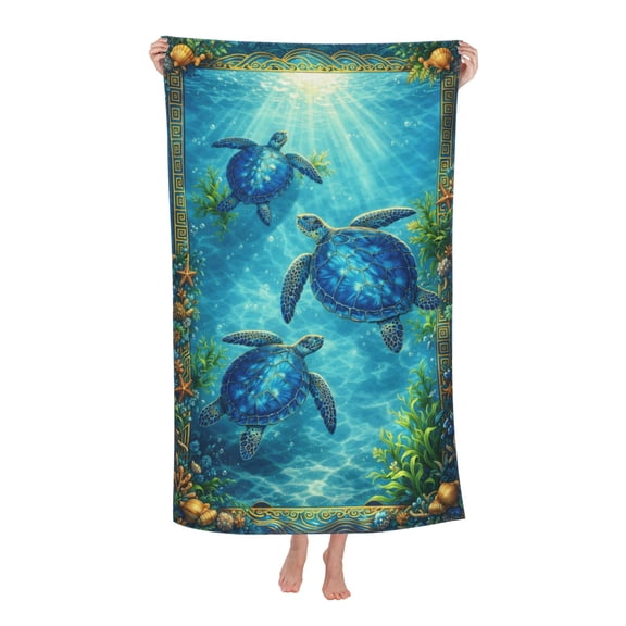 Sea Turtle Ocean Beach Towel Marine Life Microfiber Bath Towel Soft Absorbent Quick Dry Summer Pool Travel Towel Gift