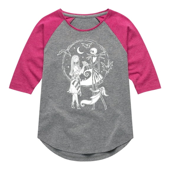 The Nightmare Before Christmas - Jack Sally Zero - Toddler And Youth Girls Raglan Graphic T-Shirt