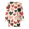 thumbnail image 3 of Fgvctg Valentine's Day Womens Tops Casual 3/4 Length Sleeve Crewneck Tops Romantic Date Night Pullover Shirts Plus Size Love Heart Print Blouses Gifts for Women Red L, 3 of 5
